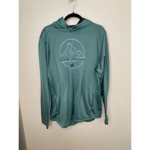 Under Armour Mens Loose Fit Teal Hooded Sweatshirt With Mountain Logo XL
